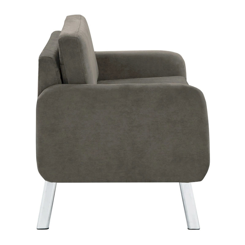 Smoke / Charcoal / Cream Faux Leather & Fabric Single Club Chair