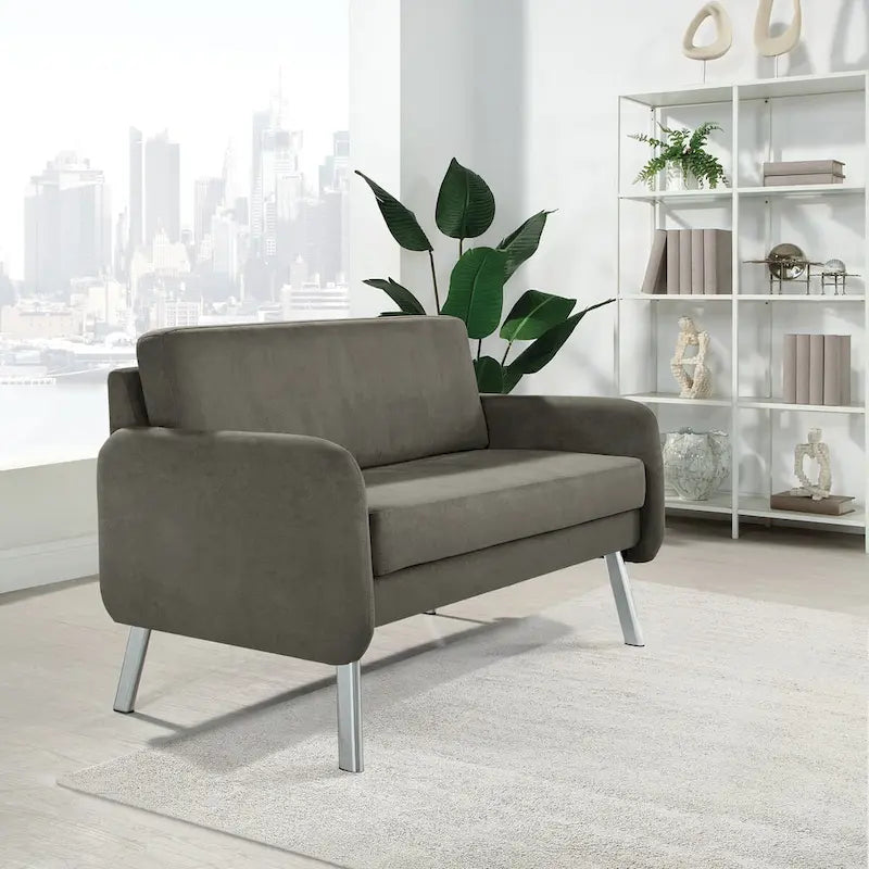 Smoke / Charcoal / Cream Faux Leather & Fabric Single Club Chair