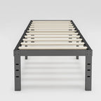Black Metal Platform Bed Frame with Wood Slats — Twin to California King, 1–2 Person